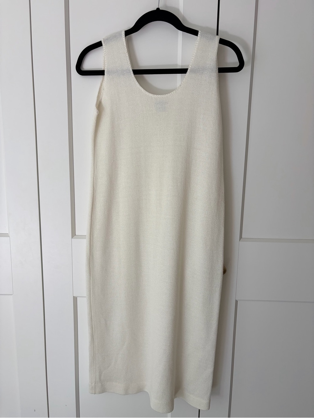 Neiman Marcus -Ami Cream Knit Sleeveless Shift Dress | 4